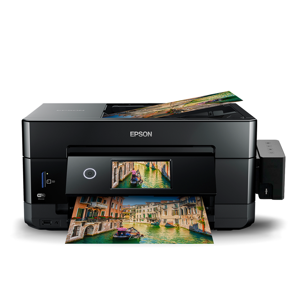 Impresora Multifuncion Epson XP-7100, duplex en impresion copia y escaner, 5 colores, impresion de CD, Lector SD y USB, 2 bandejas de papel frontales y 1 posterior, wifi, ethernet, Ecotank tinta fotografica