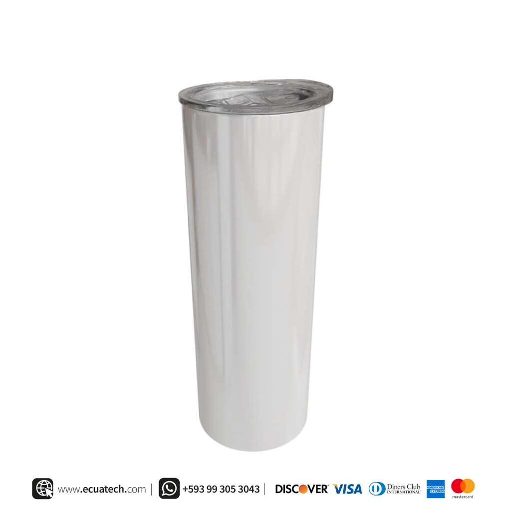 Termo tumbler de Acero inoxidable blanco, 20 oz + caja individual