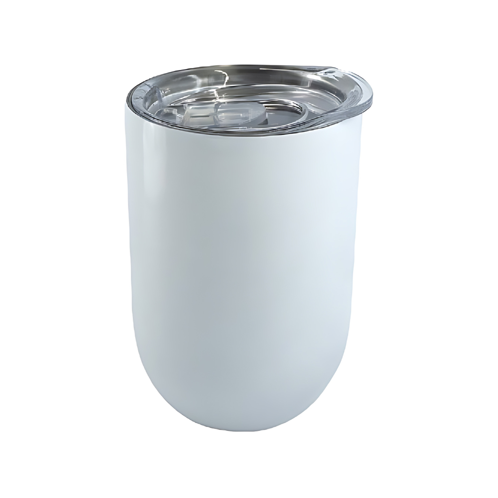 Vaso, tumbler para sublimar de acero inoxidable blanco, 12 oz, tipo egg