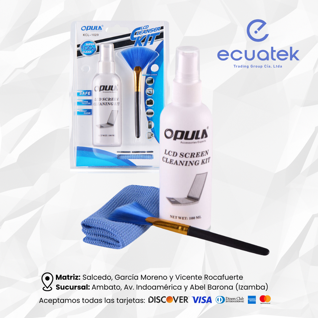 Kit de limpieza Opula 100Ml, para Pantalla LED, LCD, Pcs,Laptop, Tablet, Tv, Super 100% limpio