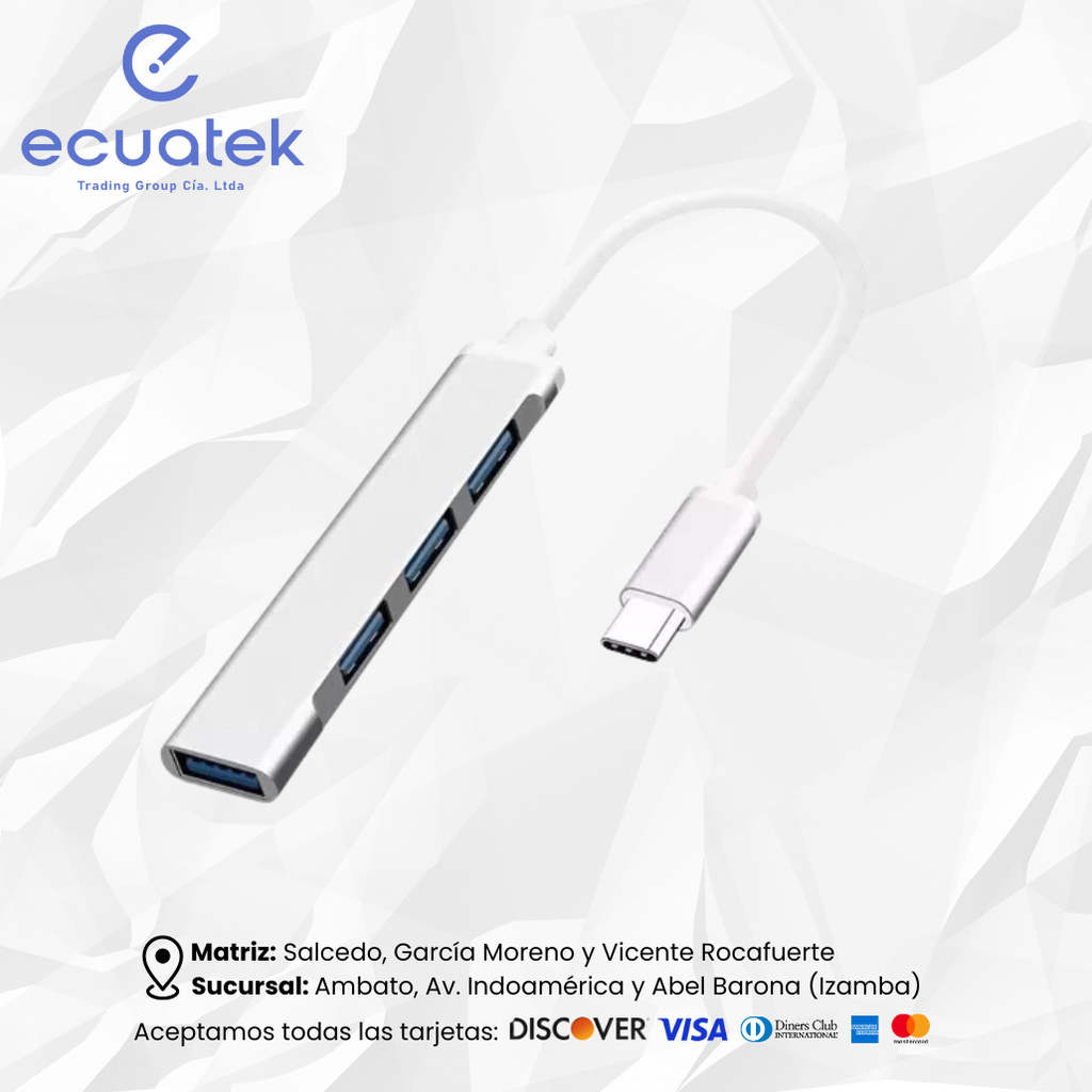 Hub 4 Puertos USB entrada Tipo C Modelo JH-112