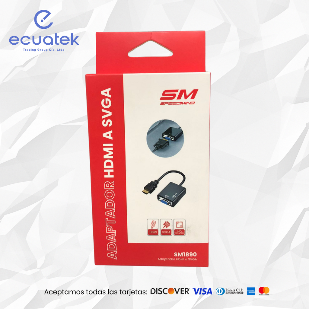 Adaptador Convertidor Speedmind HDMI Macho a VGA, 1080P, con Audio