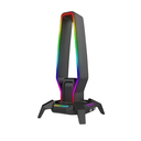 Soporte Marvo para HeadPhone HZ-10 RGB, 10 modos dinámico, Hub 4 puertos Audio Jack 3.5mm, Cable 1m