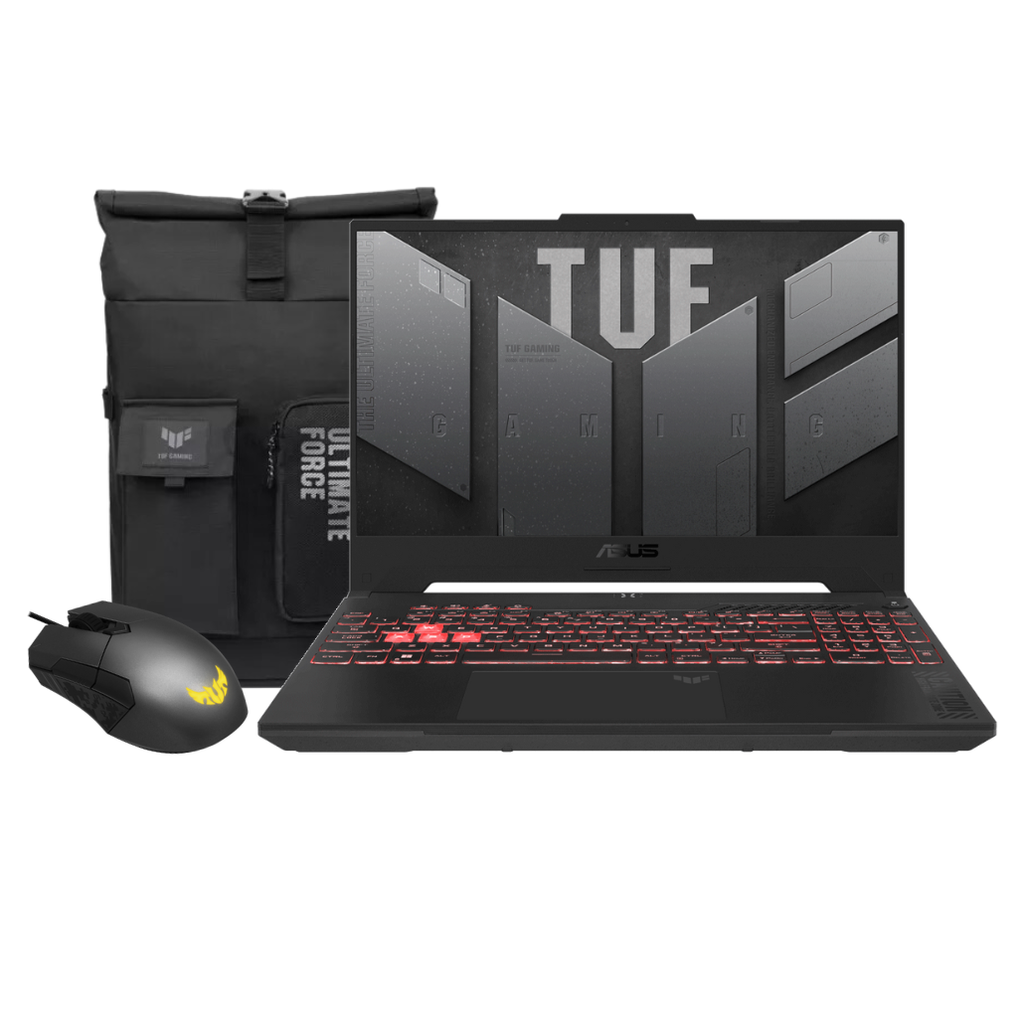 LAPTOP ASUS TUF A17 FA707NV-HX057 16Gb RAM DDR5, 1Tb SSD M.2, Tarjeta Gráfica NVIDIA 8Gb RTX 4060, MOCHILA + MOUSE