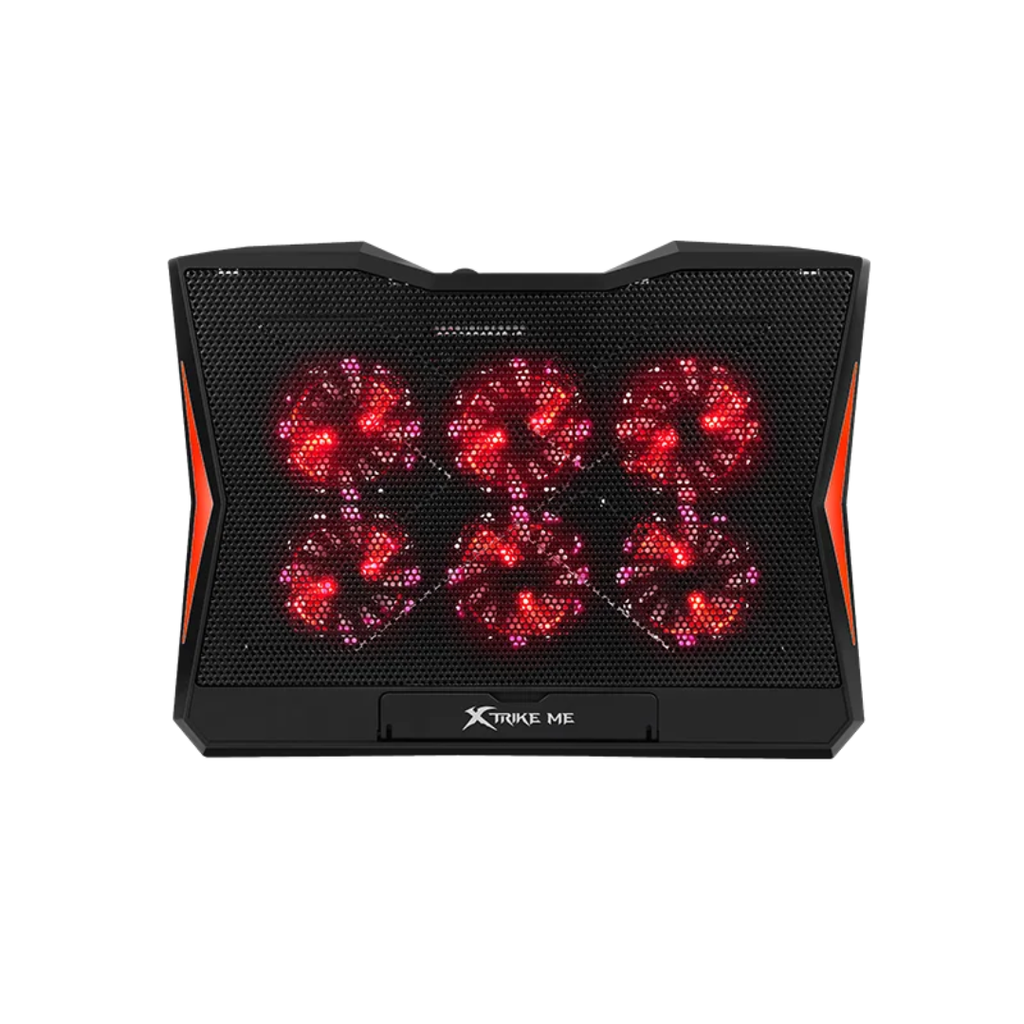 Base de Enfriamiento XTRIKE ME FN-811,  hasta 17", 6 Ventiladores (60mm), Led rojos, 2 Puertos USB, 6 niveles ajustables
