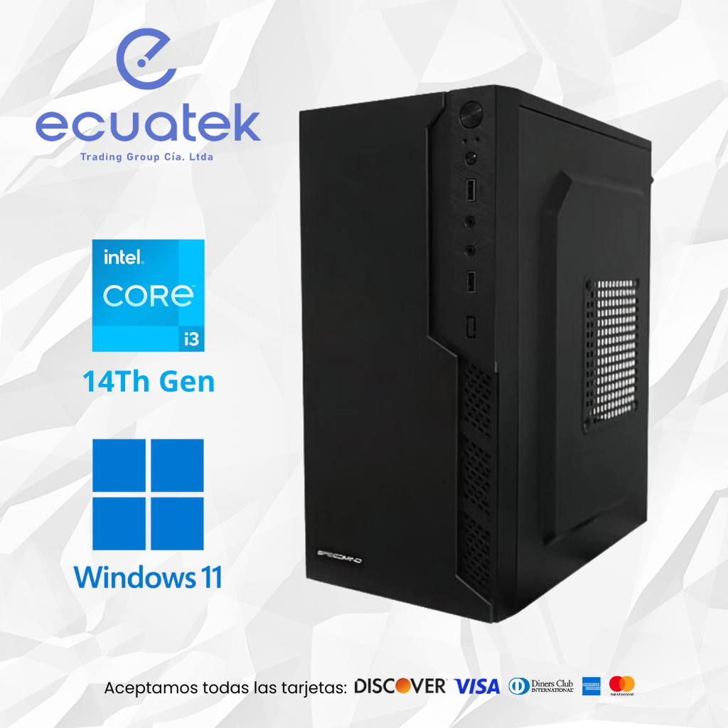 CPU i3-14100 14va Gen, caché de 12 M, hasta 4,70 GHz. 8Gb Ram, 480 Gb SSD,  Gratis  Teclado + Mouse + Parlantes + Mouse pad