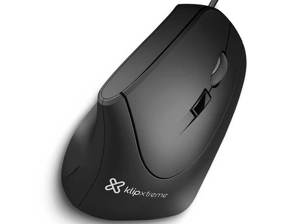 Mouse Klip Xtreme Alámbrico Vertical Ergonómico Krown USB Negro