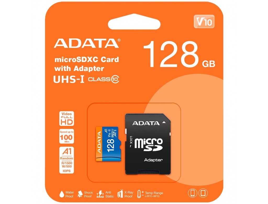 Memoria MicroSD Adata 128Gb con Adaptador, Clase 10