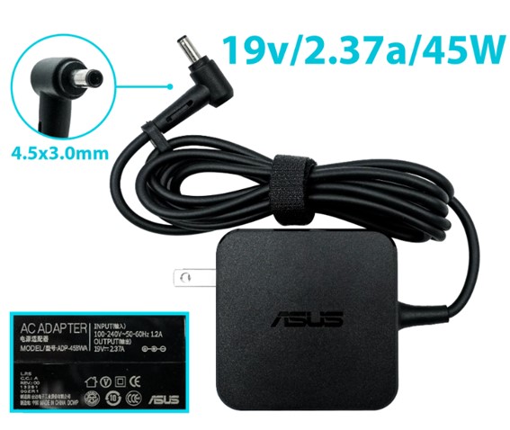 CARGADOR ASUS 19v/3.42A/65W/4.5x3.0mm PLUG AGUJA MINI TIPO PARED ORIGINAL
