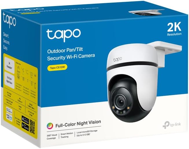 CAMARA TPLINK TAPO C510W 2K  IP65  360° VISION NOCTURNA COLOR SOPORTA 512GB