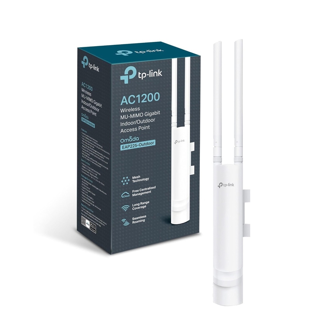 ACCESS POINT TP-LINK EAP225-OUTDOOR, AC1200 DUAL BAND, QUALCOMM, 867MBPS AT 5GHZ + 300MBPS AT 2.4GH