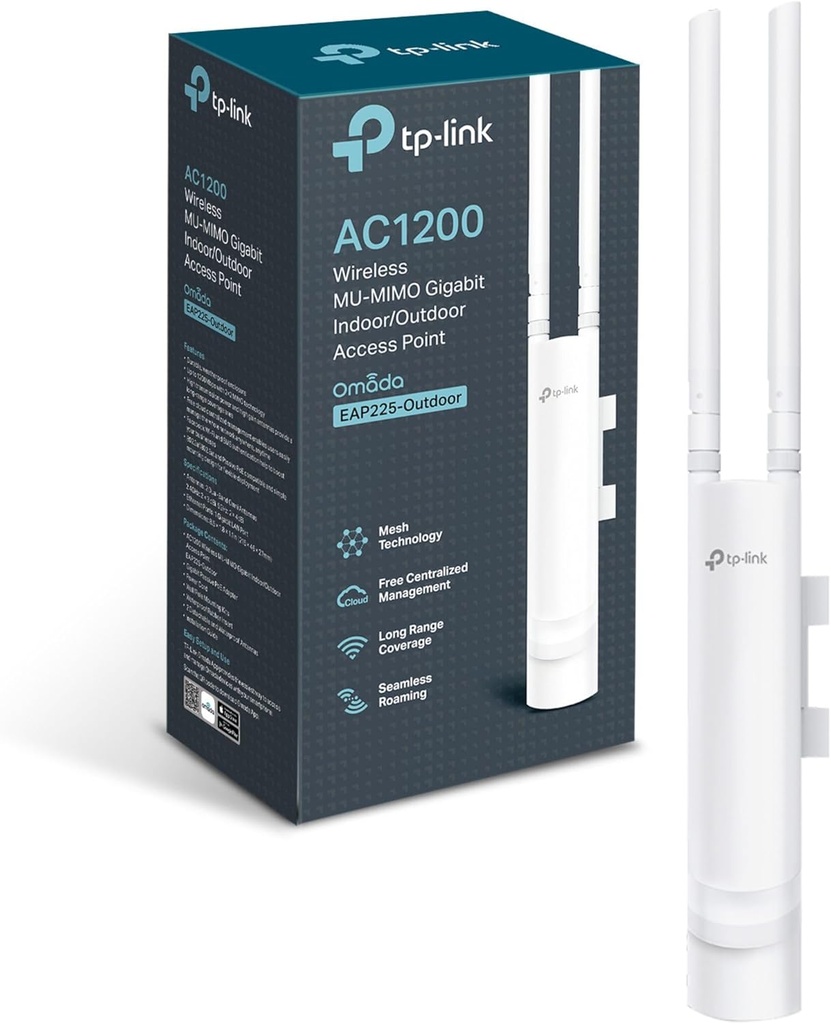 ACCESS POINT TP-LINK EAP225-OUTDOOR, AC1200 DUAL BAND, QUALCOMM, 867MBPS AT 5GHZ + 300MBPS AT 2.4GH