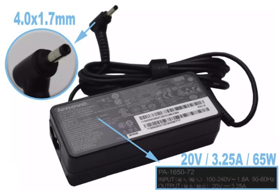 CARGADOR LAPTOP LENOVO 20V 3.25a 45w 65W 4.0x1.7mm PLUG MINI HC