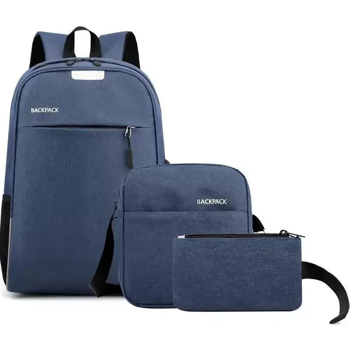 KIT MALETA + LONCHERA + CARTUCHERA LS206 15"6 VARIOS COMPARTIMENTOS AZUL