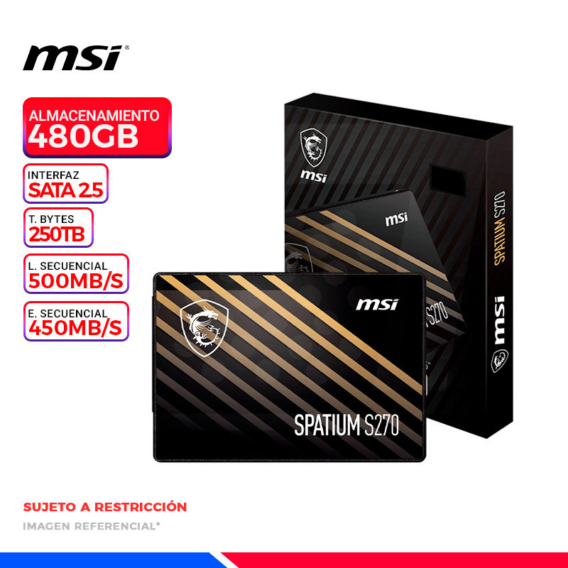 DISCO SSD MSI SPATIUM S270 - 480 GB - interno - 2.5" - SATA 6Gb/s