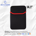 Estuche Para Laptop 14.1pulgadas, Negro con Rojo, Sin Cierre, Reversible