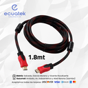 Cable HDMI a HDMI 1.8Mt, 4k, Cable HDMI a HDMI,  Audio, Video, red, doble Filtro, 4k, enmallado