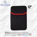 Estuche Para Laptop 12 pulgadas, Negro con Rojo, sin cierre, Reversible