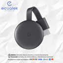 Google Chromecast 3 Convertidor Smart TV FHD, 3ra Gen, Resolución 1080p, Netflix, HBO Max, Youtube, ORIGINAL