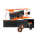 Combo MT-C105 Teclado + Mouse + Parlantes + Mouse pad, Usb, Alambrico, Black