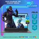 Laptop ASUS Vivobook 16X, K3605ZF-MB332, Core i5-12500H,  Ram 16GB, 512GB SSD, 16" WUXGA,  Video NVIDIA GeForce RTX 2050 4GB GDDR6, Lector huella,  color Indie Black+ Mouse Asus