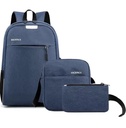 KIT MALETA + LONCHERA + CARTUCHERA LS206 15"6 VARIOS COMPARTIMENTOS AZUL