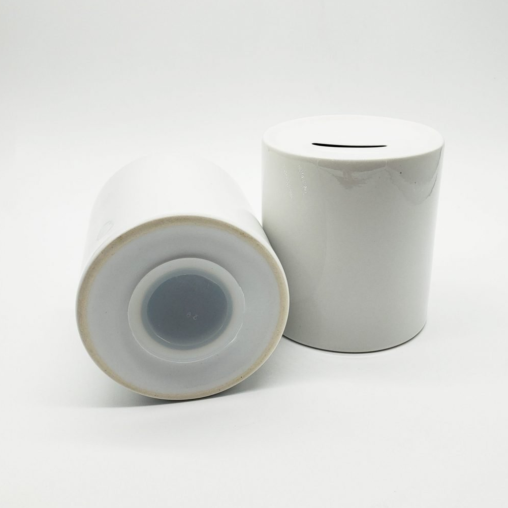 Alcancia/cepo de ceramica Sublimable, Blanco AAA 8*8cm, tapon inferior