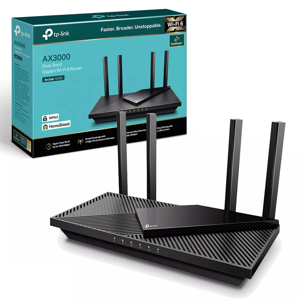 Router TP LINK Archer AX53 Wifi 6, AX3000,  Gigabit, Dual Band, CPU 2 Nucleos, 4 Ant,  4 Ptos GE,  One Mesh